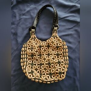 Nine West Tan and Black Beaded Handbag
